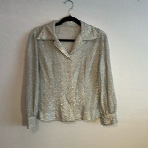 Vintage 1960s Silver Blouse Size Small.